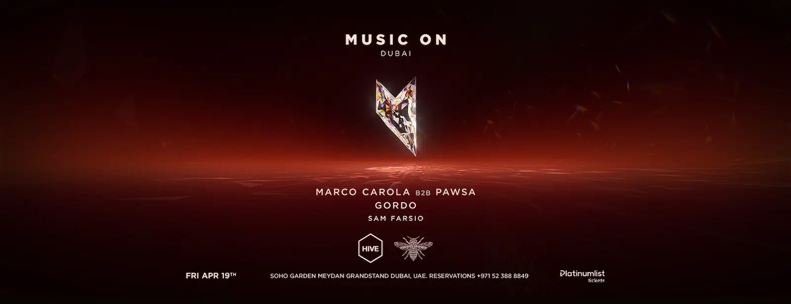 Music On Showcase at Hive Featuring Marco Carola b2b Pawsa, Gordo & Sam Farsio Live at Soho Garden Meydan, Dubai || Wow-Emirates