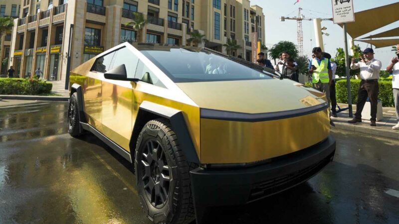 Dubai Gold Souk Extension and Drive Away is the Region’s First 24K Gold Cybertruck