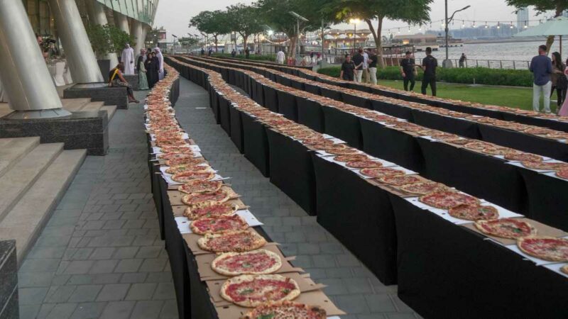 UAE Enters Guinness World Record with the Longest Line of Sustainable Pizzas