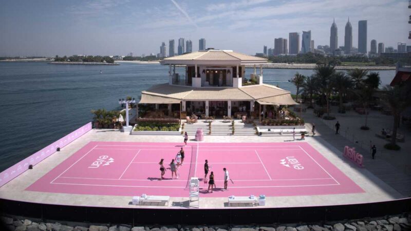 evian Dubai Just Got a Floating Pink Tennis Court