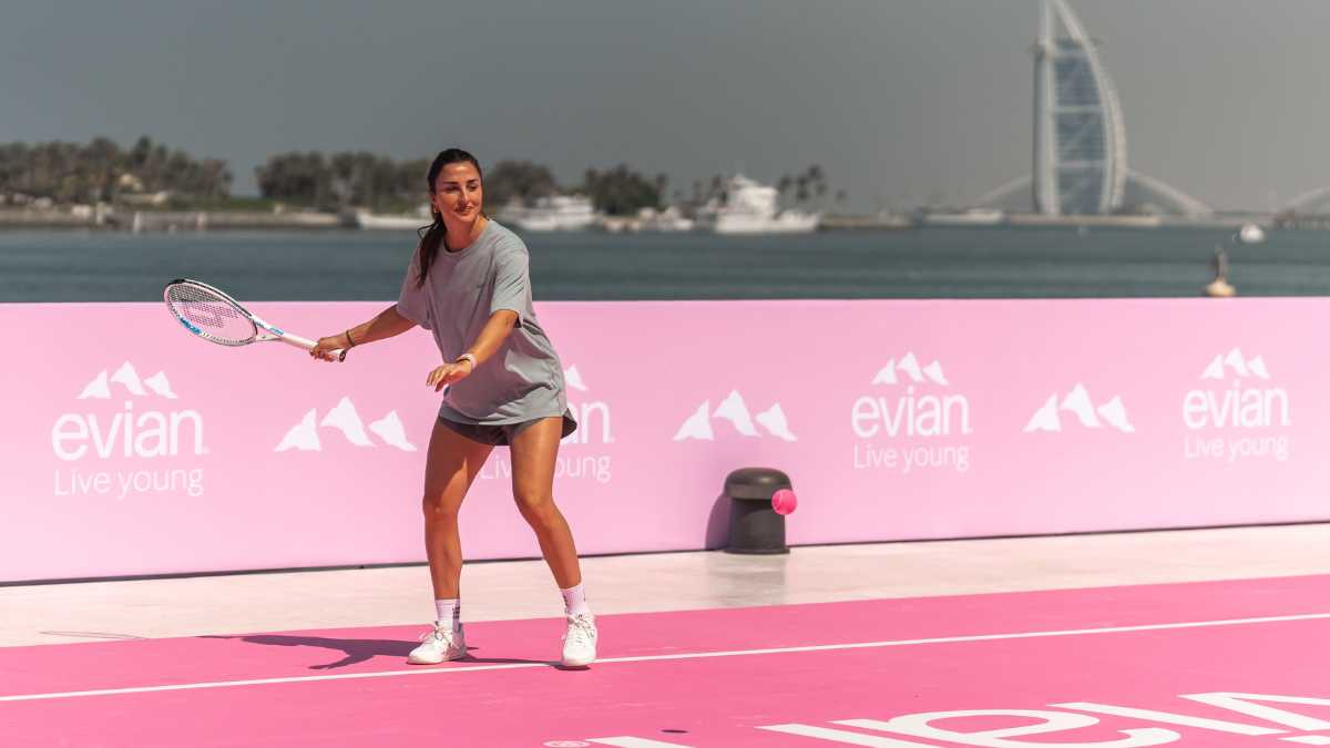 evian Dubai Just Got a Floating Pink Tennis Court