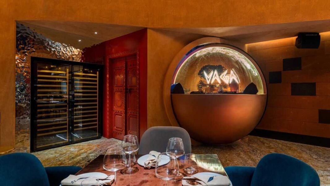 VAGA Restaurant terrace waterfront view with Ain Dubai in background, Bluewaters Island Dubai
