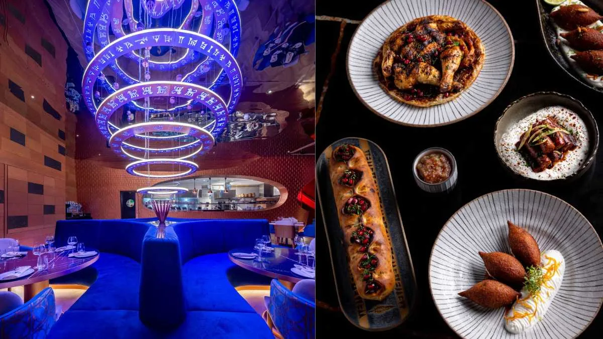 VAGA Restaurant & Bar waterfront terrace on Bluewaters Island Dubai with Ain Dubai in the background