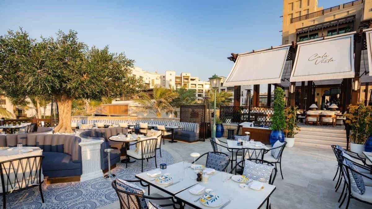 Outdoor dining area at a luxury Dubai restaurant during Restaurant Week 2026.