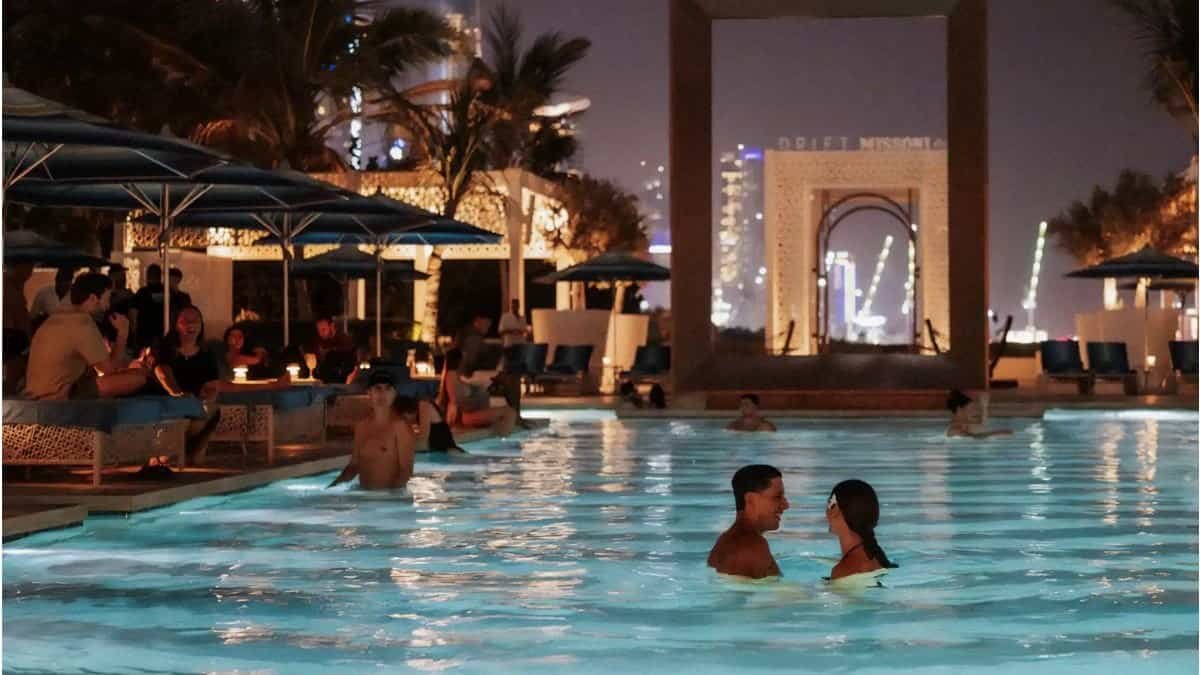 Drift Beach Night Swim Pools in Dubai