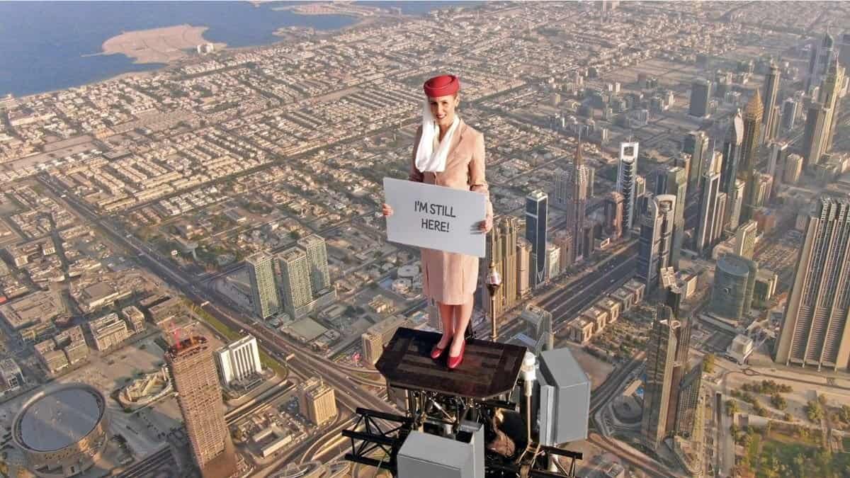 Emirates Viral Sky High Advertisement on burj khalifa